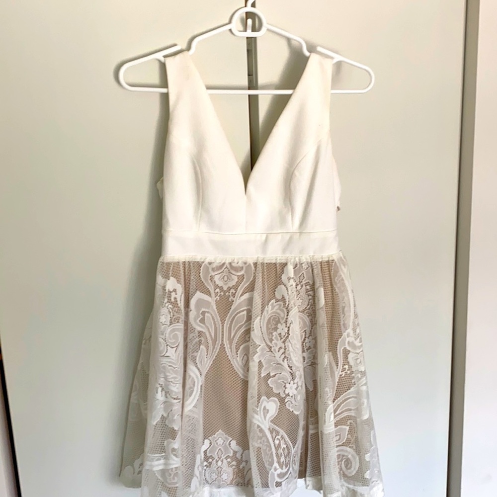 Charlotte Russe White Dress lace skirt & open back